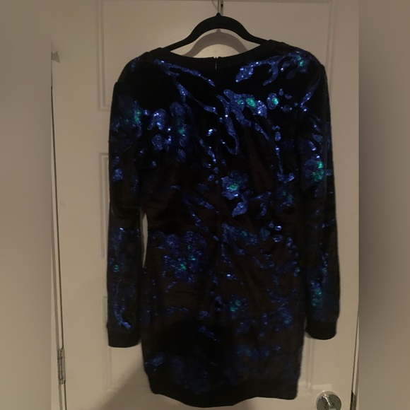 Dress the Population Cosmopolitan Cory Sequin Knit Long Sleeve BodyCon Minidress - Picture 2 of 3